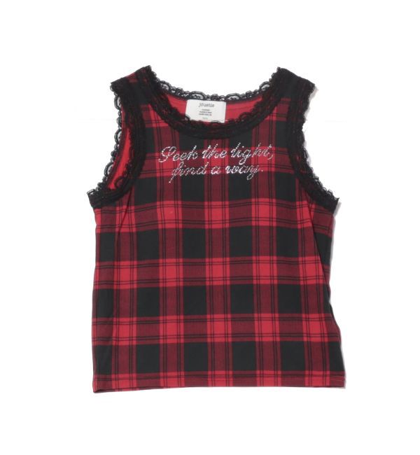 jouetie「レースラインストーンロゴタンクトップ」|Tシャツ・カットソー|レッド