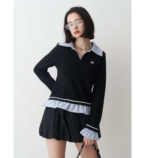 jouetie「レイヤードポロニット」|ニット・セーター|ブラック