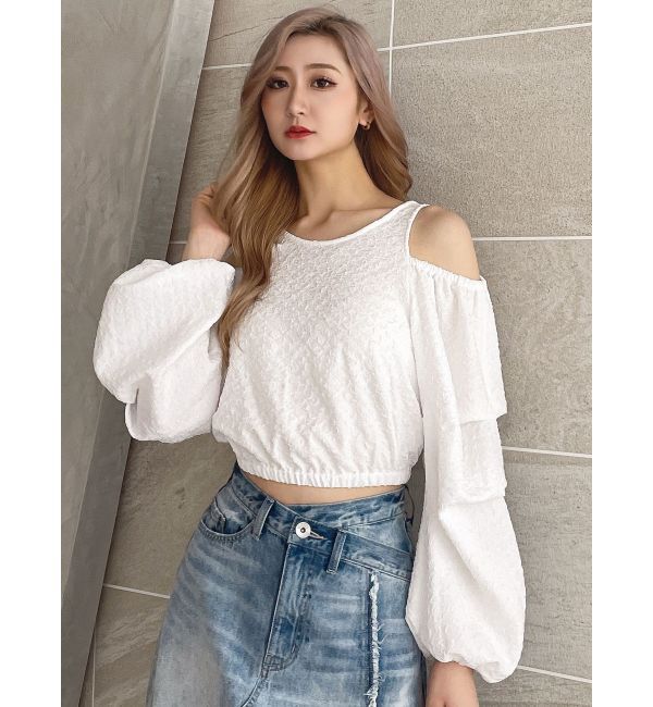 GYDA「ショルダーOPENジャカードブラウス」|シャツ・ブラウス|