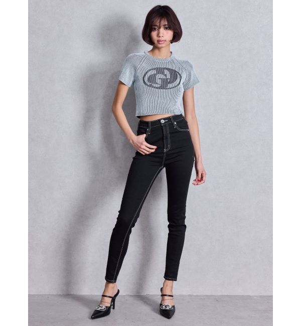 GYDA「GD two color schemeハーフスリーブニットトップス」|ニット・セーター|