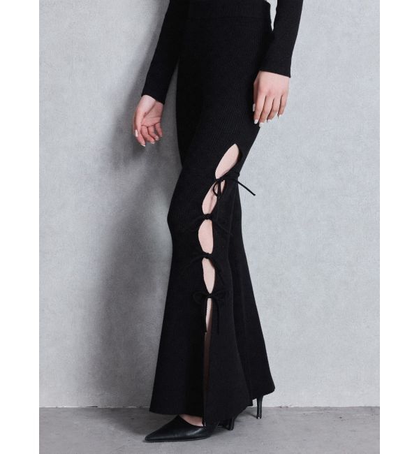 GYDA「SIDE RIBBONスリットニットフレアパンツ」|その他|