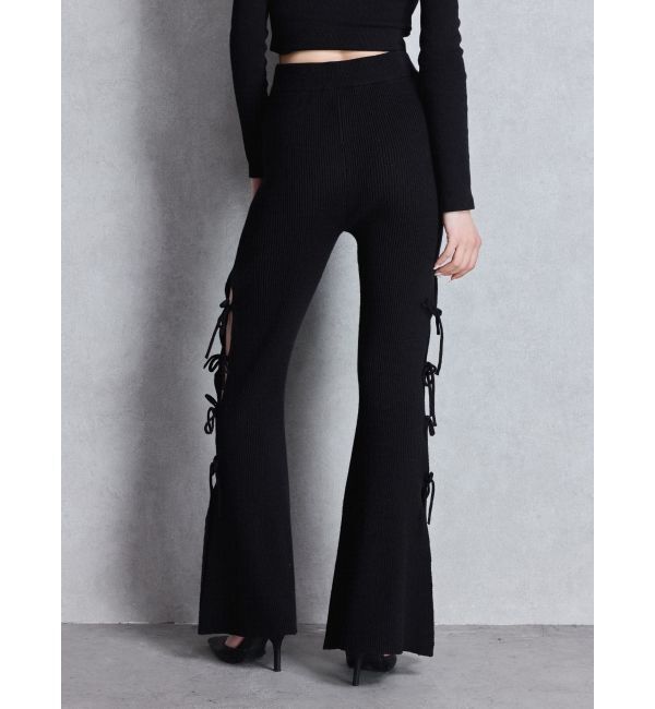 GYDA「SIDE RIBBONスリットニットフレアパンツ」|その他|