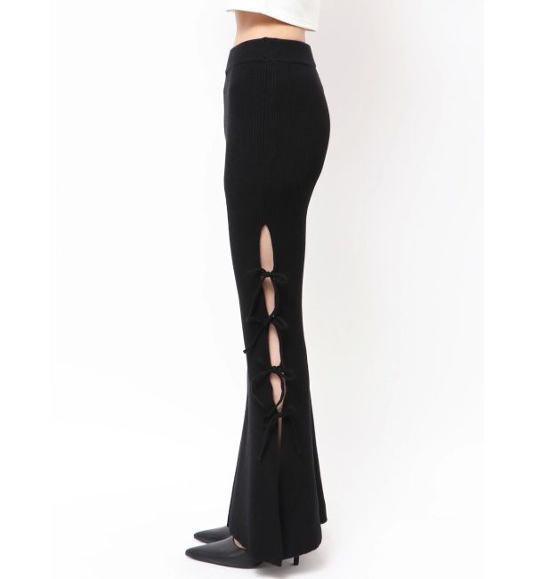 GYDA「SIDE RIBBONスリットニットフレアパンツ」|その他|