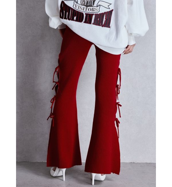 GYDA「SIDE RIBBONスリットニットフレアパンツ」|その他|