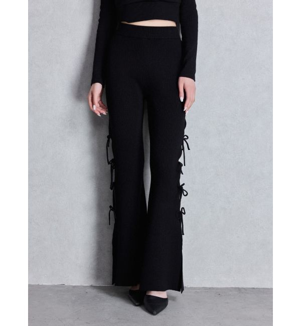GYDA「SIDE RIBBONスリットニットフレアパンツ」|その他|