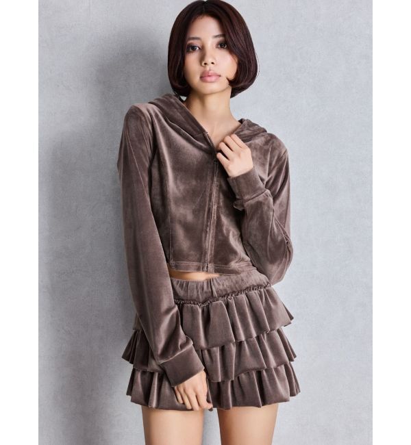 GYDA「Robertson Blvd Velour ショートパーカー」|パーカー|