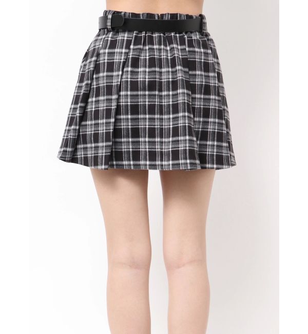 GYDA「ベルトSETチェックプリーツスカートライクショートパンツ」|スカート|