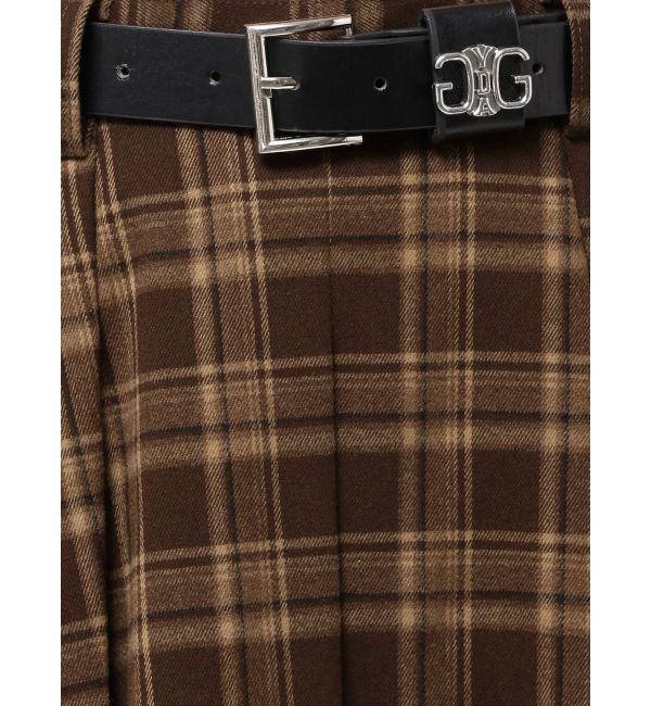 GYDA「ベルトSETチェックプリーツスカートライクショートパンツ」|スカート|