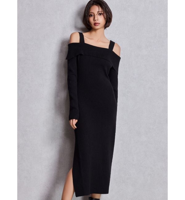 GYDA「オフショルニットLONGワンピース」|ワンピース|ブラック