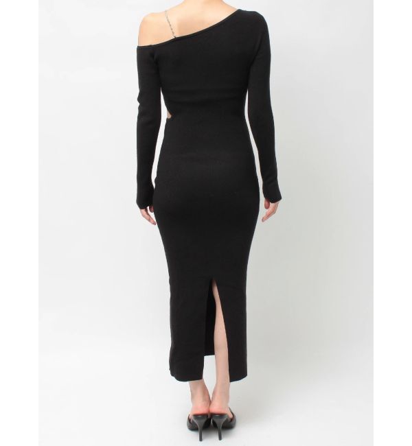 GYDA「GG CHAIN LEFT OPEN LONGニットワンピース」|ワンピース|