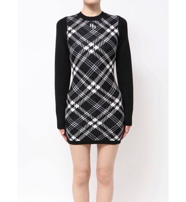 GYDA「GG embroideryラメCHECKニットワンピース」|ワンピース|