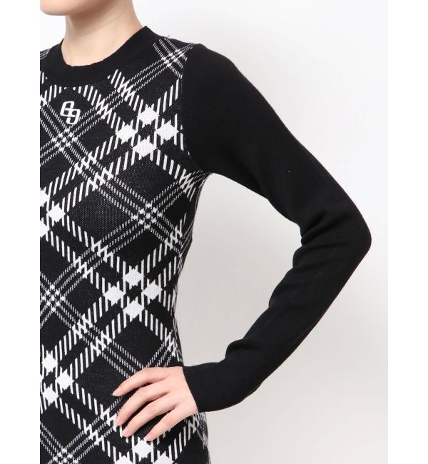 GYDA「GG embroideryラメCHECKニットワンピース」|ワンピース|