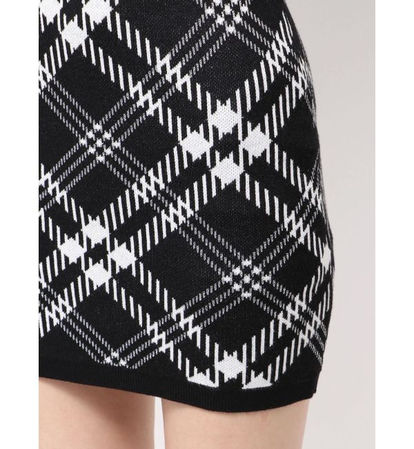 GYDA「GG embroideryラメCHECKニットワンピース」|ワンピース|