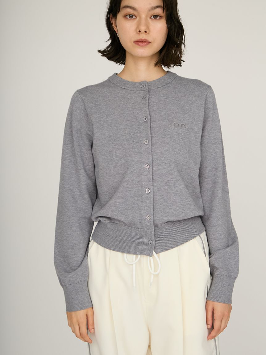 emmi atelier「ウール混emmiロゴクルーネックニットカーディガン」|カーディガン|