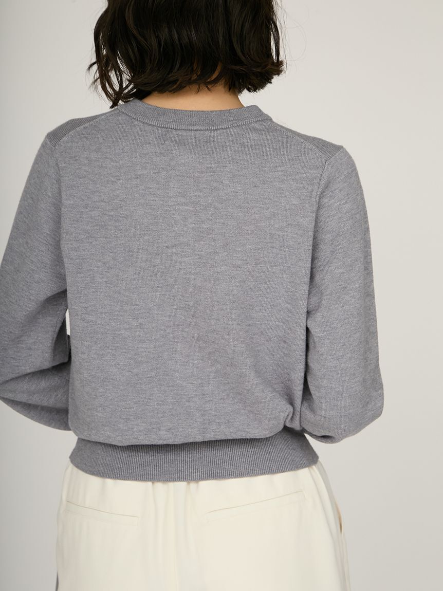emmi atelier「ウール混emmiロゴクルーネックニットカーディガン」|カーディガン|