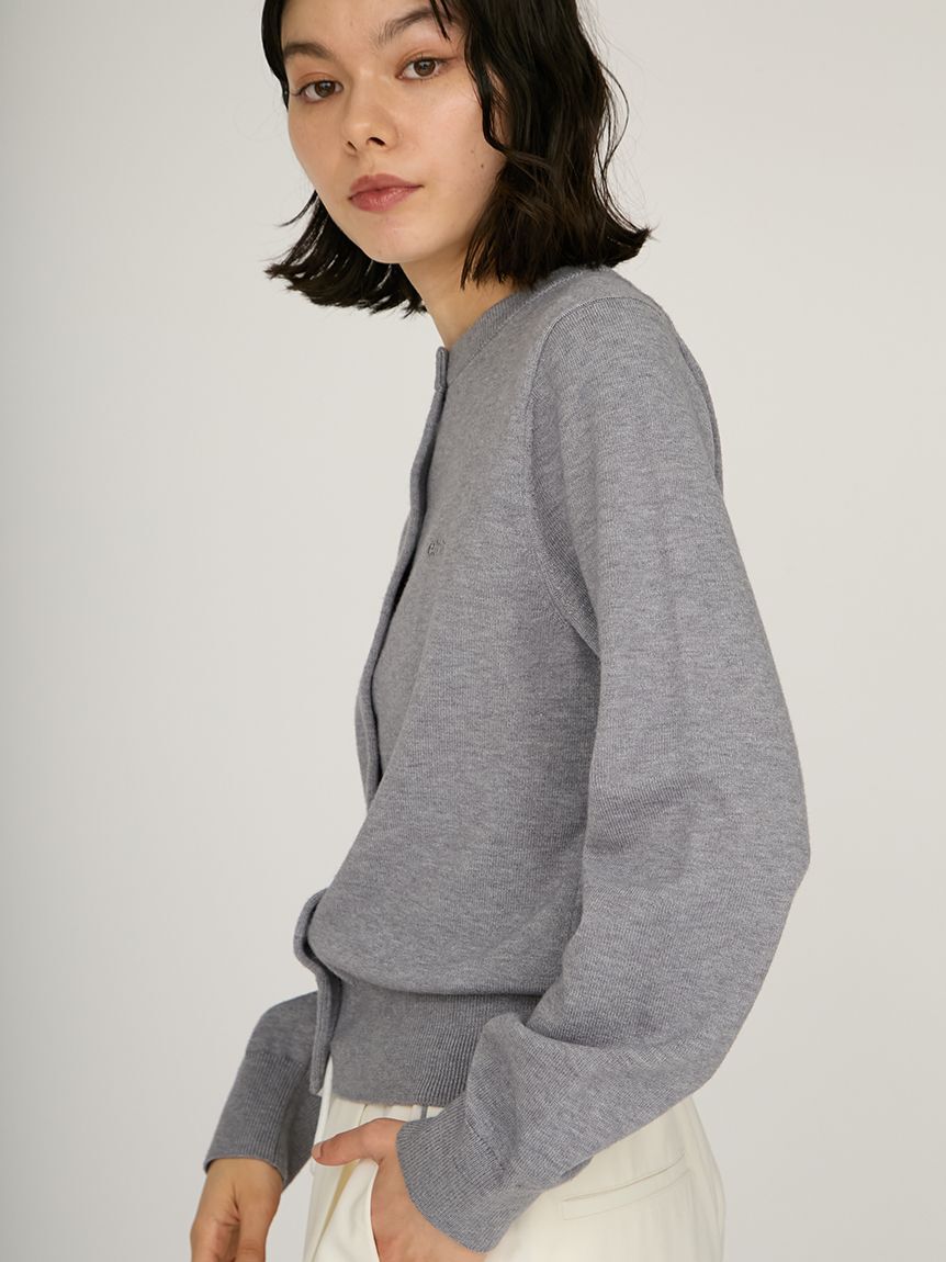 emmi atelier「ウール混emmiロゴクルーネックニットカーディガン」|カーディガン|