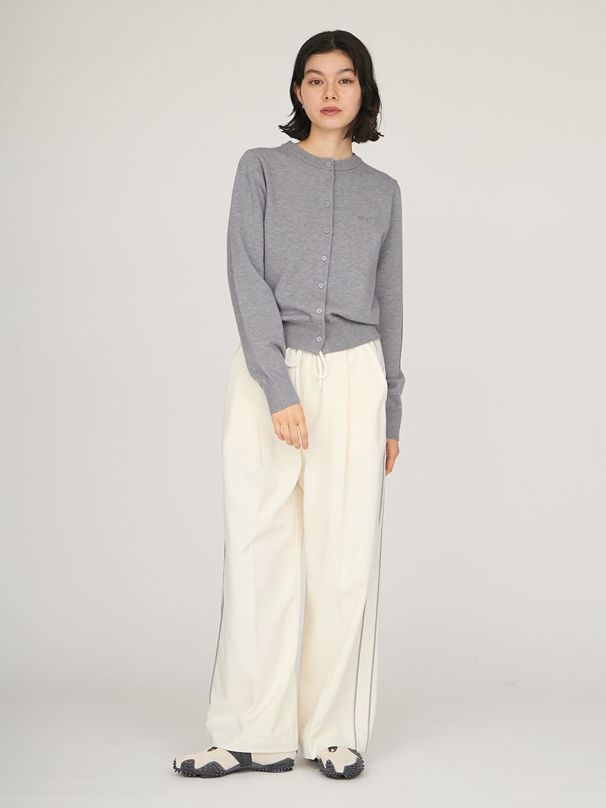emmi atelier「ウール混emmiロゴクルーネックニットカーディガン」|カーディガン|