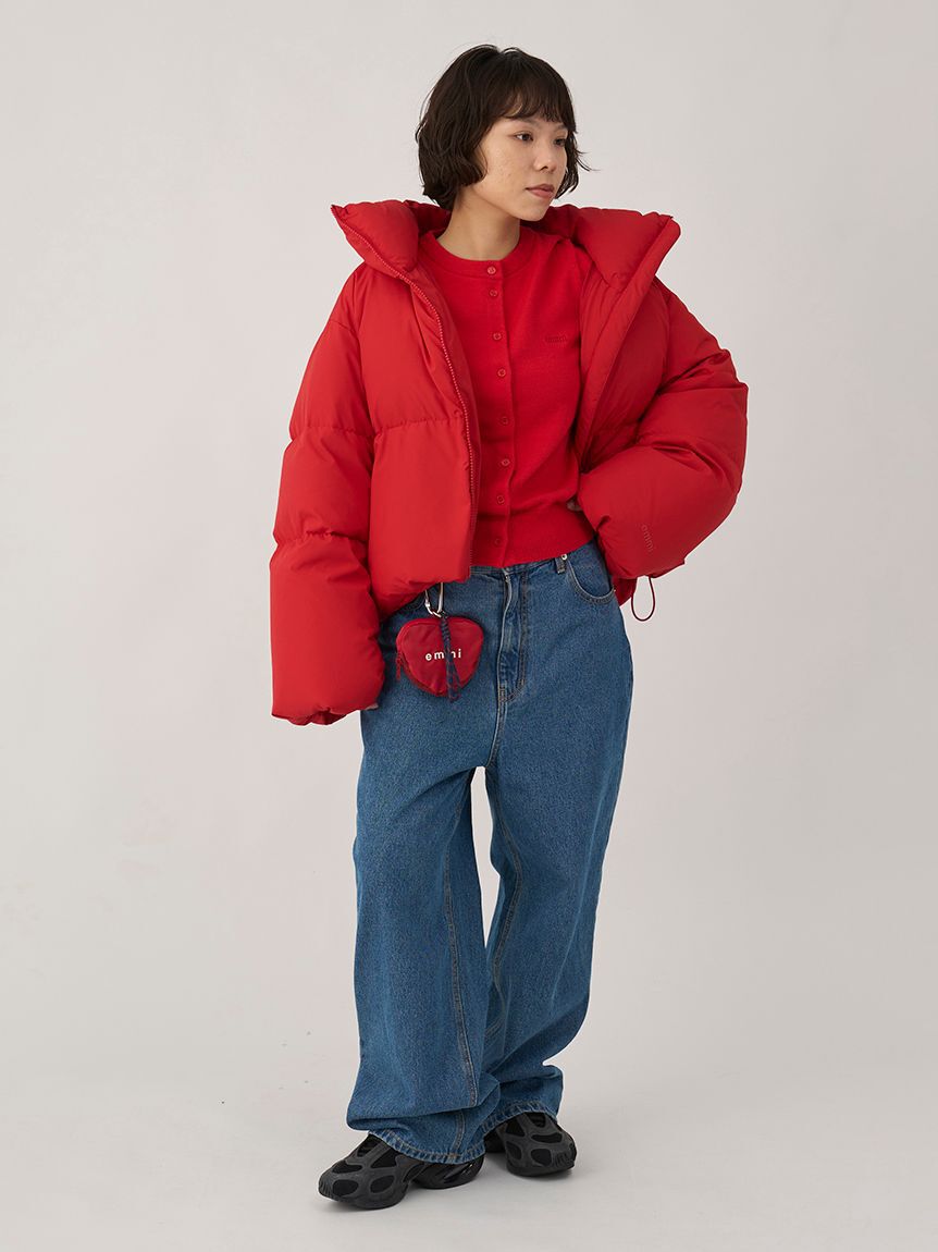 emmi atelier「ウール混emmiロゴクルーネックニットカーディガン」|カーディガン|