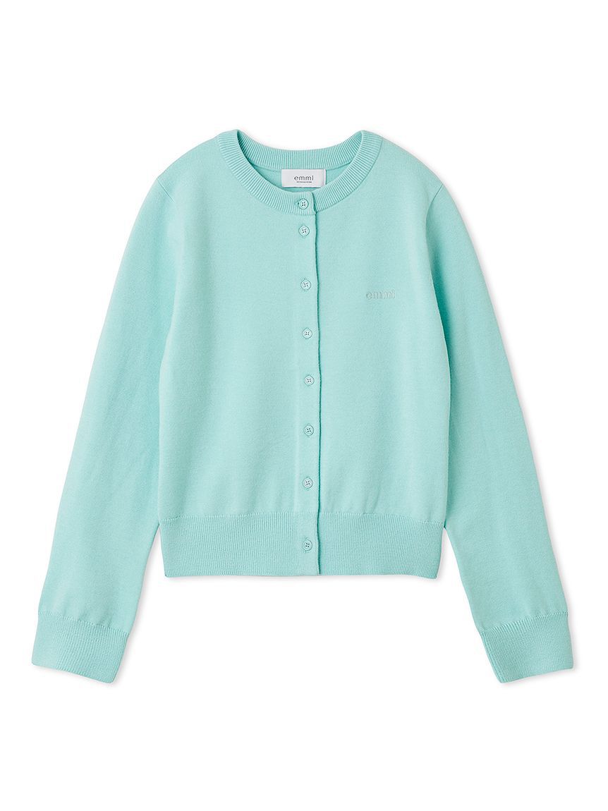 emmi atelier「ウール混emmiロゴクルーネックニットカーディガン」|カーディガン|