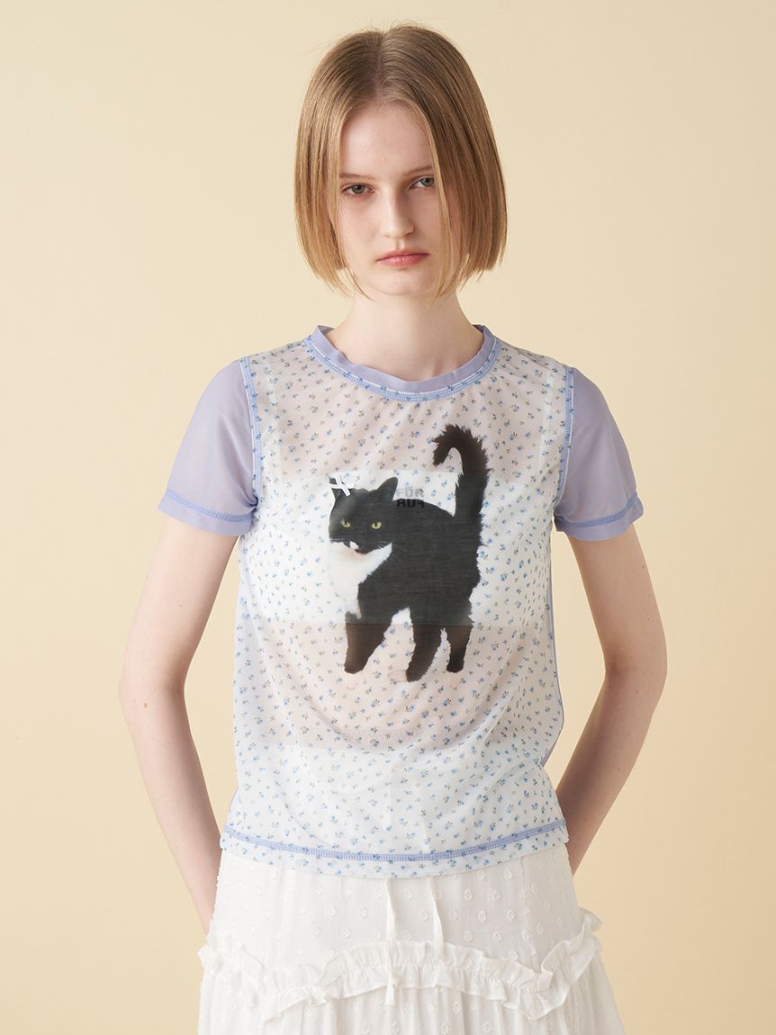 FURFUR「【上國料萌衣コラボ】Oolong花柄Tシャツ」|Tシャツ・カットソー|