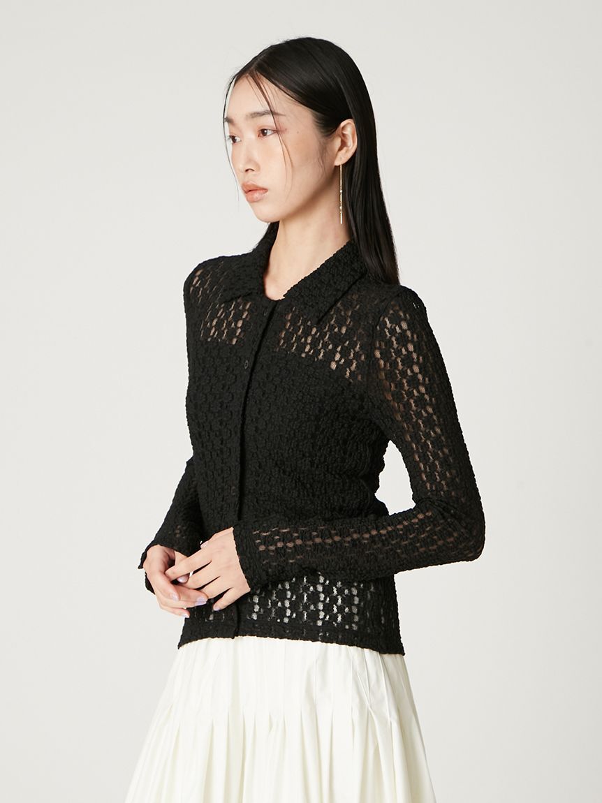 FRAY I.D「ストレッチレースアタッチドカラーシャツ」|シャツ・ブラウス|