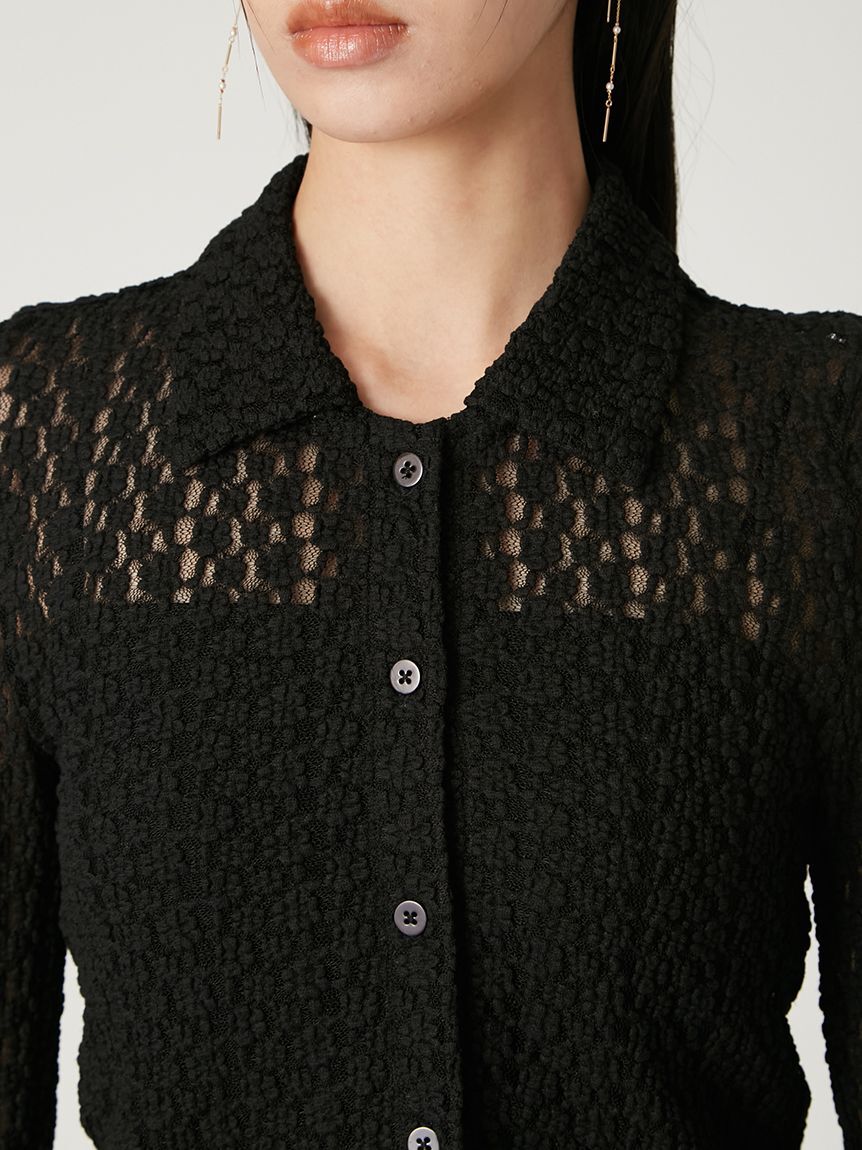 FRAY I.D「ストレッチレースアタッチドカラーシャツ」|シャツ・ブラウス|