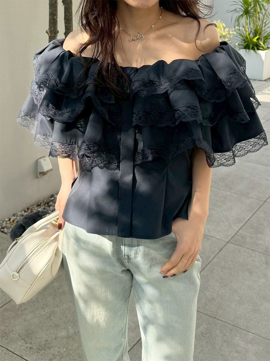 LILY BROWN「ボリュームフリルオフショル2wayブラウス」|シャツ・ブラウス|