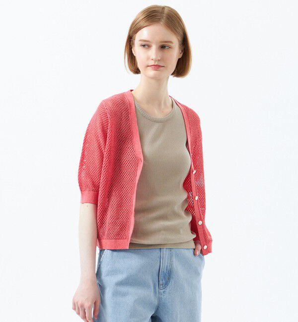 MACKINTOSH PHILOSOPHY「メッシュニットカーディガン」|ニット・セーター|レッド