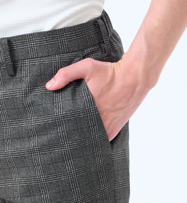 MACKINTOSH PHILOSOPHY「テーラードジャージーパンツ ツイル/チェックプリントメッシュ」|スラックス|