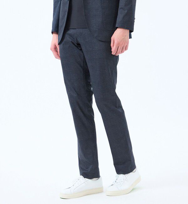 MACKINTOSH PHILOSOPHY「テーラードジャージーパンツ ツイル/チェックプリントメッシュ」|スラックス|ブルー