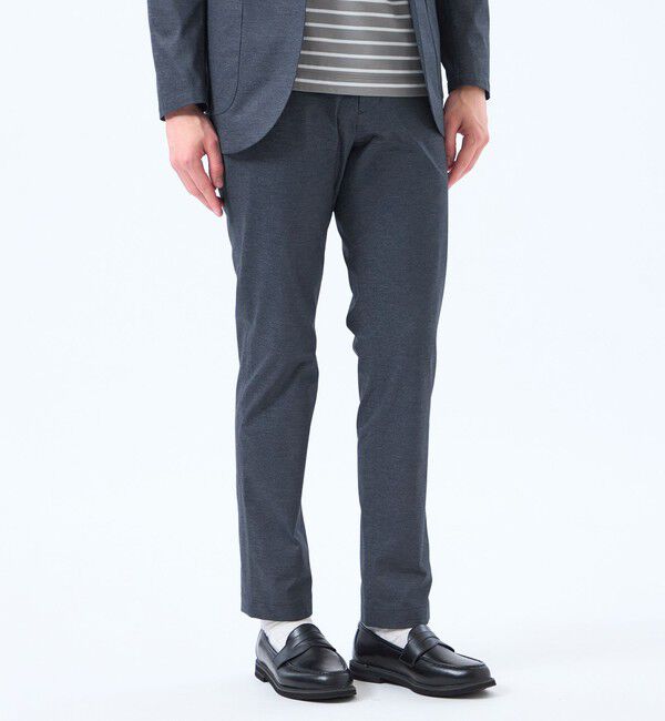 MACKINTOSH PHILOSOPHY「テーラードジャージーパンツ ツイル/チェックプリントメッシュ」|スラックス|ネイビー