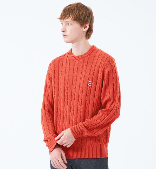 MACKINTOSH PHILOSOPHY「バッキンガムベア ケーブル クルーネックプルオーバー」|ニット・セーター|オレンジ