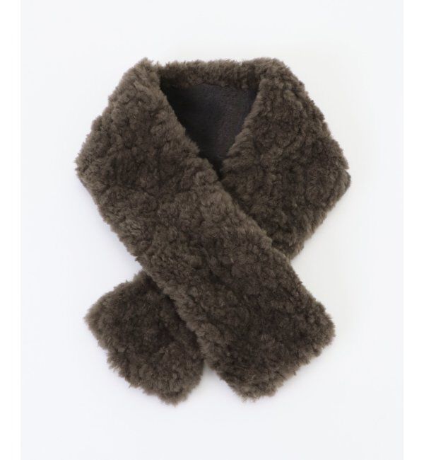 ikka「エコボアXフェイクファーリバー差し込み」|マフラー|ダークグレイ