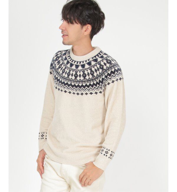 ikka「球心柄モールクルーニット」|ニット・セーター|オフホワイト