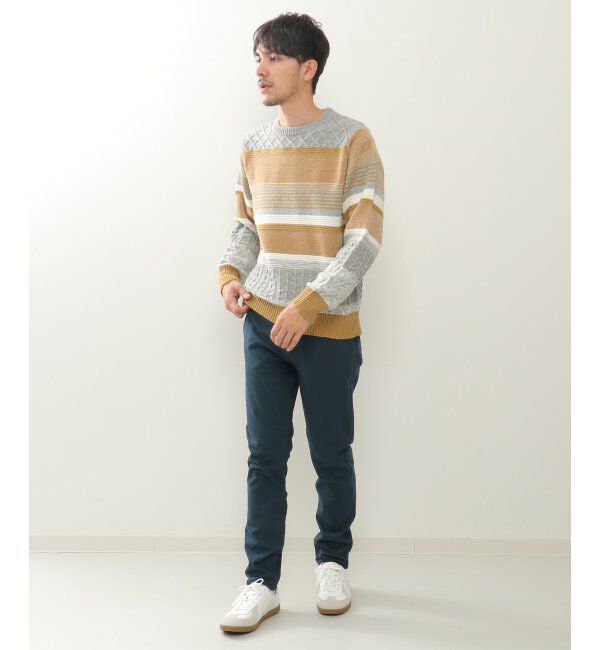 ikka「【洗濯機で洗える】モールミックスボーダーニット」|プルオーバー|