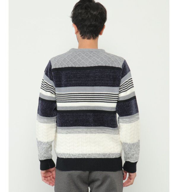 ikka「【洗濯機で洗える】モールミックスボーダーニット」|プルオーバー|