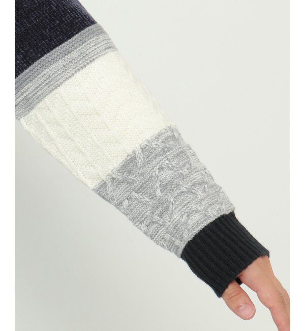 ikka「【洗濯機で洗える】モールミックスボーダーニット」|プルオーバー|