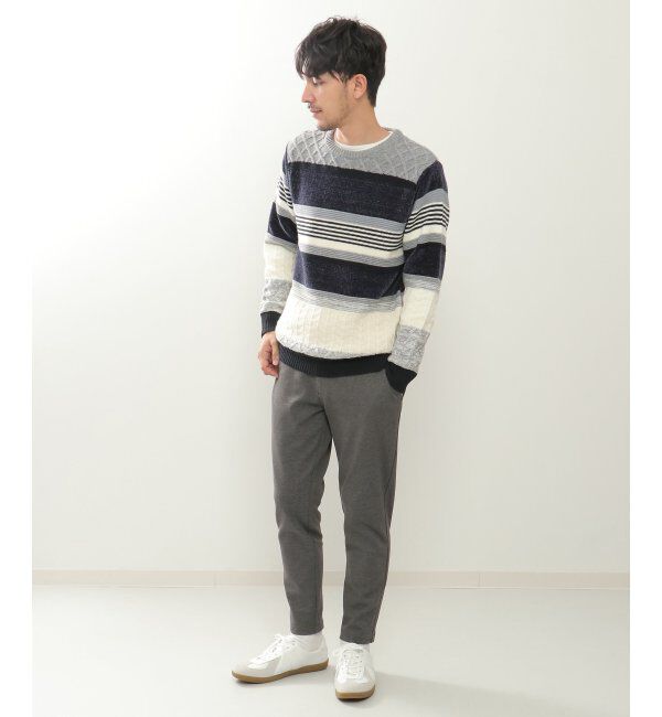 ikka「【洗濯機で洗える】モールミックスボーダーニット」|プルオーバー|