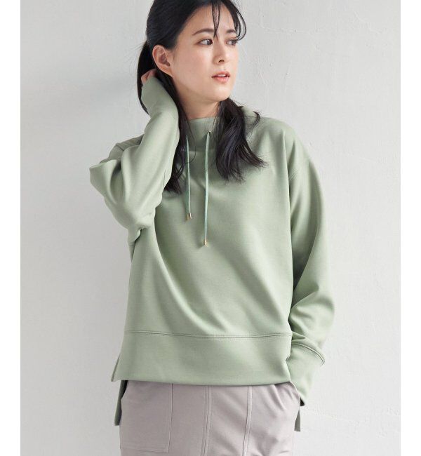 ikka「ダンボールニットスピンドルプルオーバー」|パーカー|ミントグリン