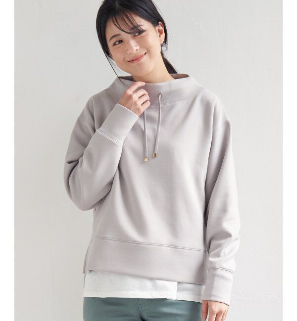 ikka「ダンボールニットスピンドルプルオーバー」|パーカー|ベージュ