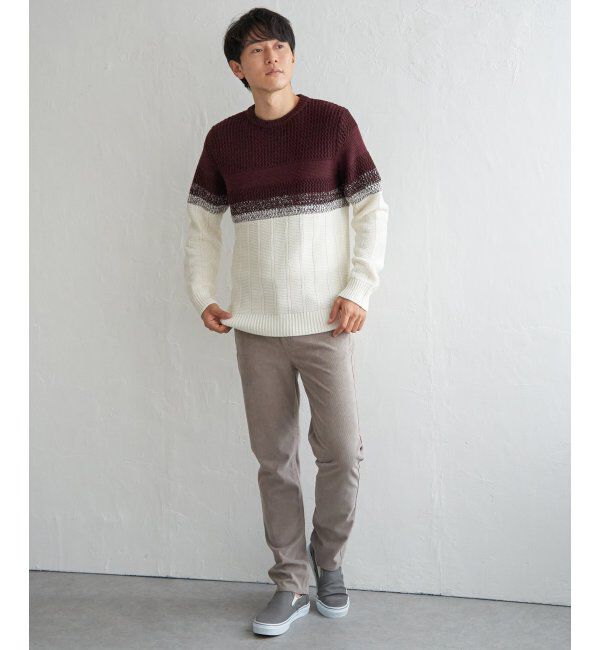 ikka「バイカラーグラデーションニット」|プルオーバー|