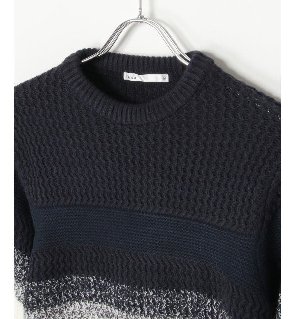 ikka「バイカラーグラデーションニット」|プルオーバー|