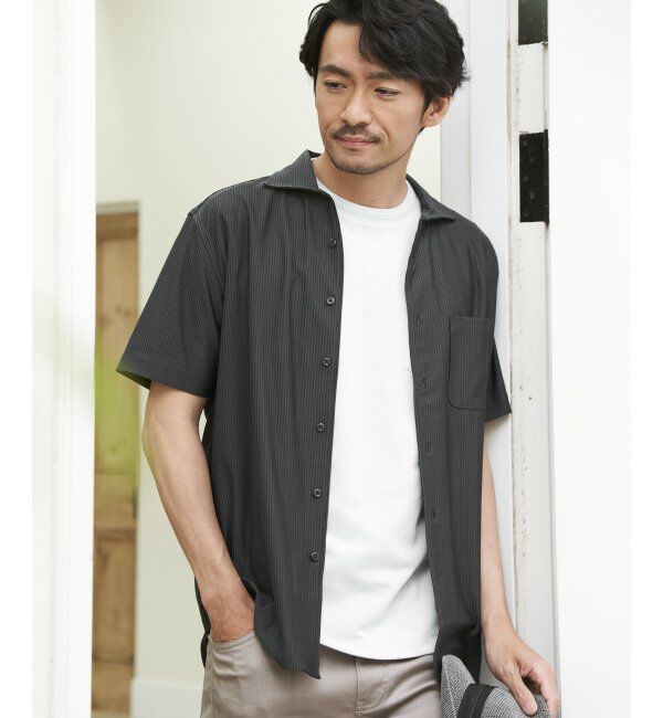 IKKA LOUNGE「【吸水速乾／イージーケア】アーバンドライ フルオープンポロシャツ」|Tシャツ・カットソー|チャコール