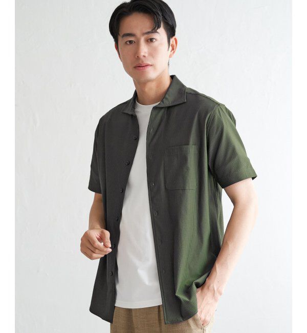 IKKA LOUNGE「【吸水速乾／イージーケア】アーバンドライ フルオープンポロシャツ」|Tシャツ・カットソー|カーキ