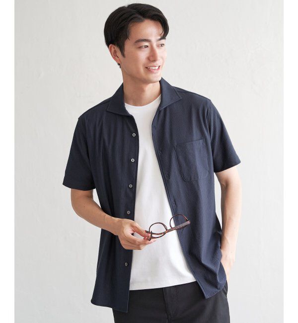 IKKA LOUNGE「【吸水速乾／イージーケア】アーバンドライ フルオープンポロシャツ」|Tシャツ・カットソー|ネイビーブルー