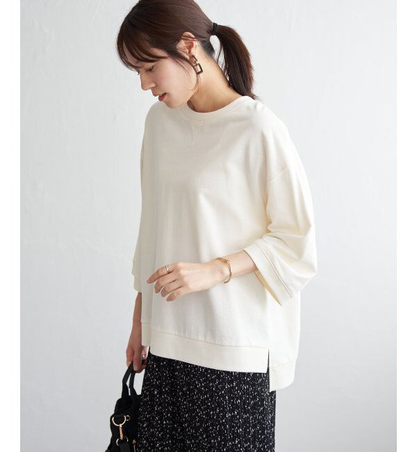 ikka「冷感ミニ裏毛スウェットT」|プルオーバー|オフホワイト