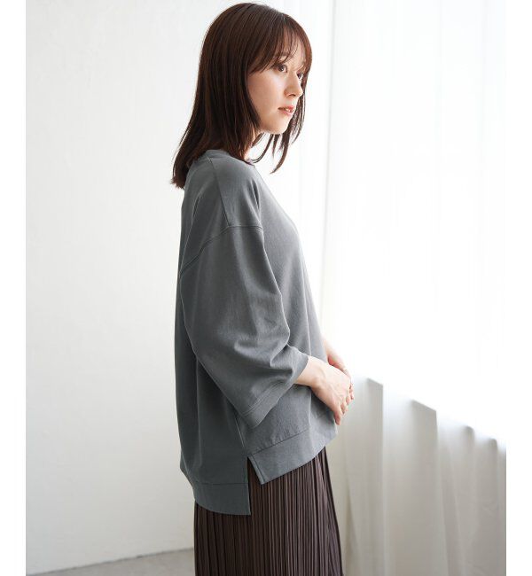 ikka「冷感ミニ裏毛スウェットT」|プルオーバー|