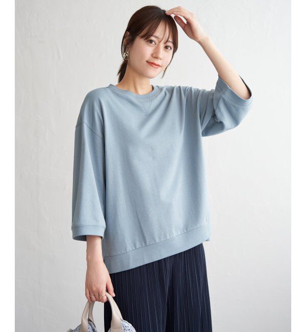 ikka「冷感ミニ裏毛スウェットT」|プルオーバー|ブルー