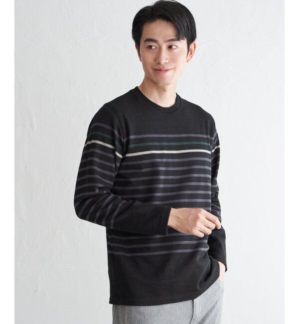 ikka「ジャカード3カラーボーダーロンT」|Tシャツ・カットソー|