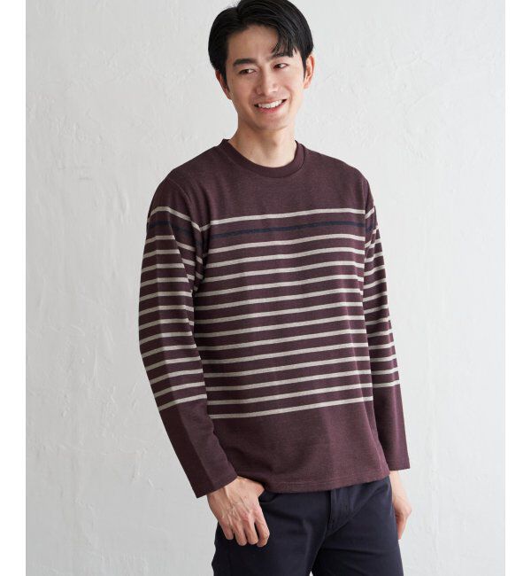 ikka「ジャカード3カラーボーダーロンT」|Tシャツ・カットソー|